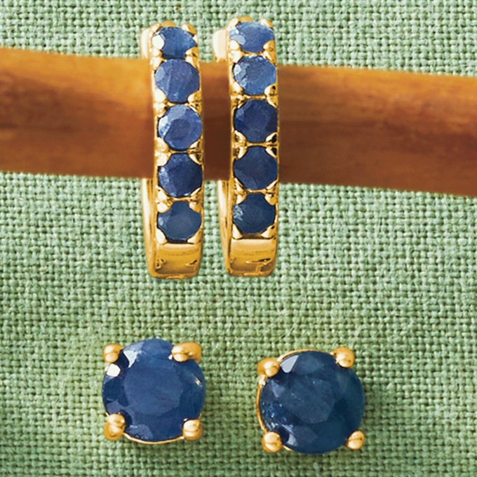 Gemstone 2-Pair Hoop & Post Set, , large