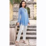 Shania Long-Sleeve Tunic with Scalloped Crochet Edges, , large