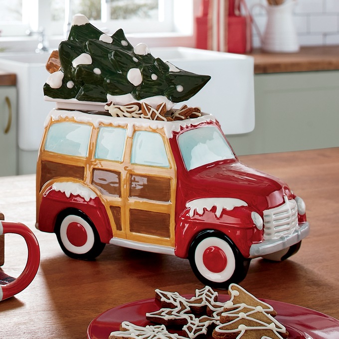 Holiday Woody Wagon Cookie Jar, , large