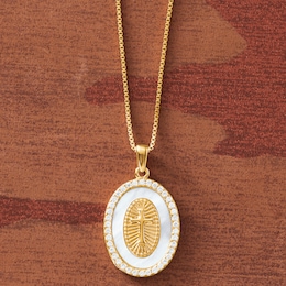 Mother-of-Pearl Cross/Oval Pendant, , large