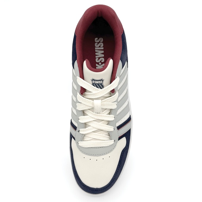 K-Swiss Men's Court Palisades Shoe, Blanc Indigo Tibetan Red White, large