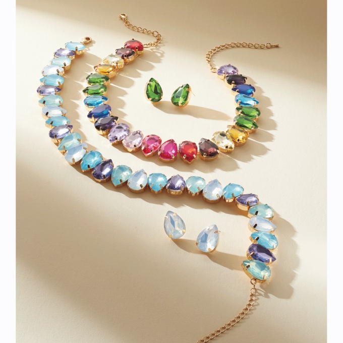 Crystal/Pear Multicolor Necklace & Earrings Set, , large