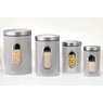 Set of 4 Window Canisters with Stainless Steel Lids, , large