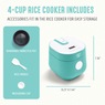 Greenlife 4-Cup Rice and Grains Cooker, Turquoise, large