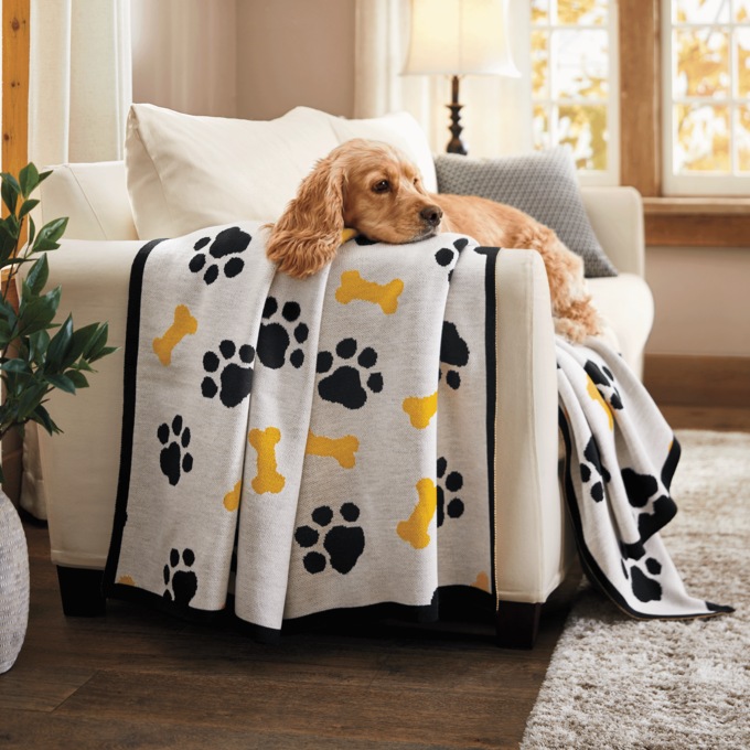 Dog Paws and Bones Throw, Multi, large