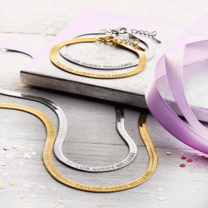 Message Herringbone Chain Necklace, , large