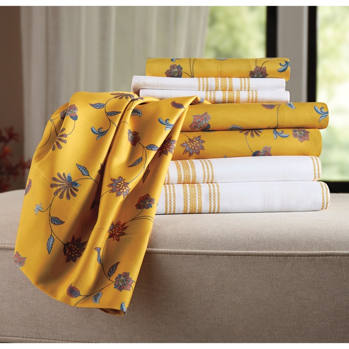 Jacobean Print 2-pack Microfiber Sheet Set, Pumpkin, large