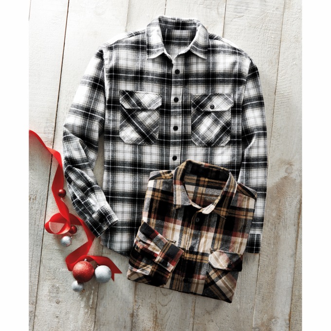 Brawny Flannel Shirt, Black Gray, large