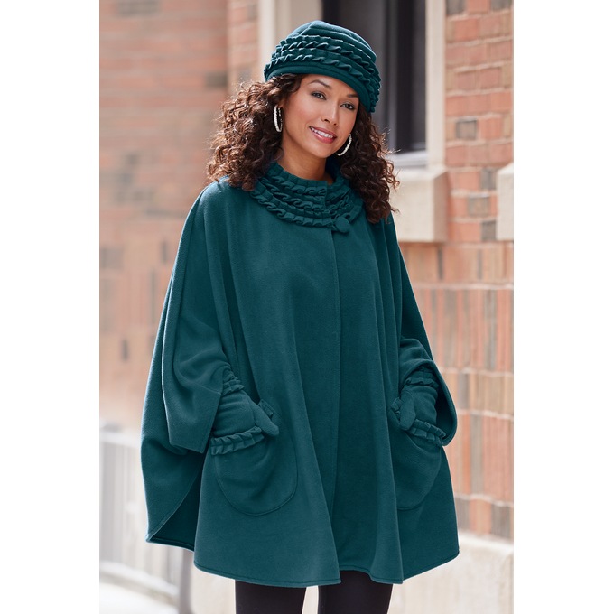 Ruffle-Trim Glove and Hat Set, , large