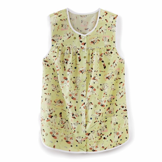 Easy-Care Button-Front Cobbler Apron, Curious Cats, large