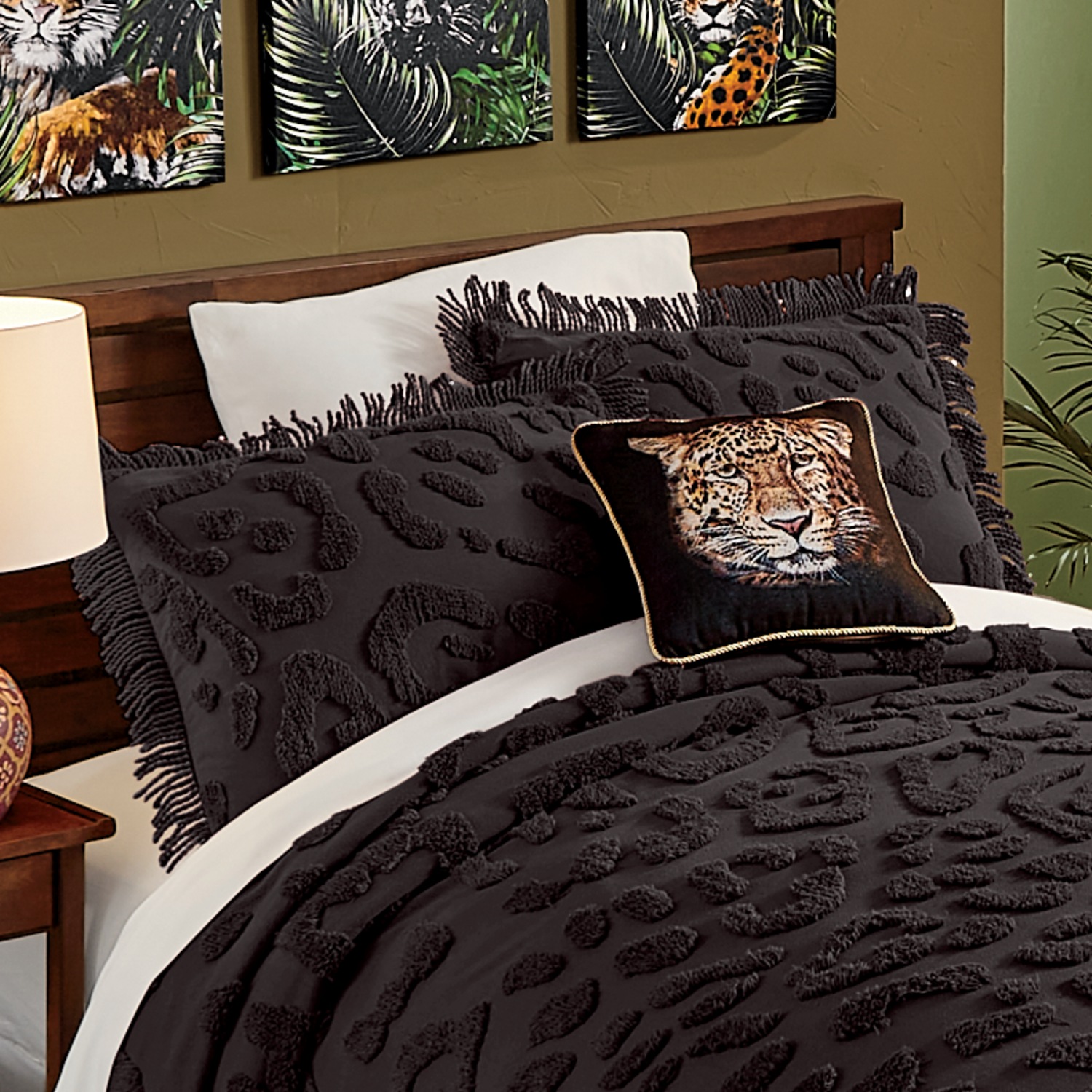 Leopard Chenille Bedspread and Sham Montgomery Ward