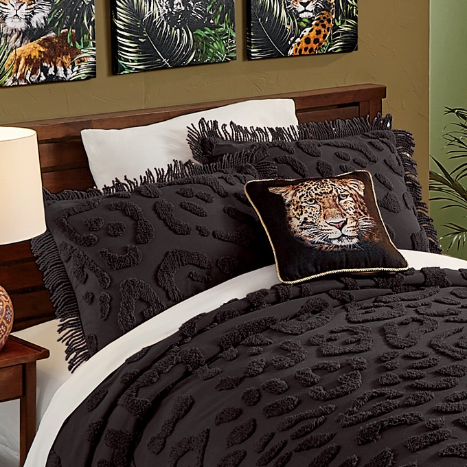 Leopard Chenille Sham, , large
