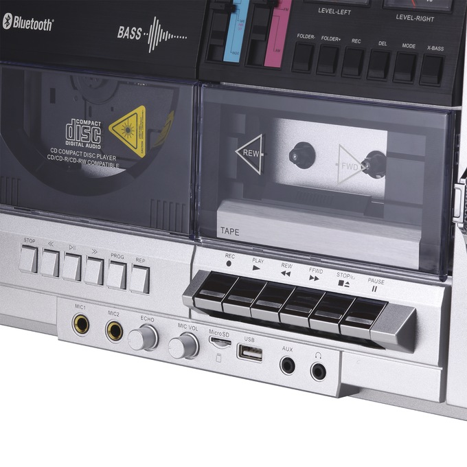AIWA Retro Bluetooth Boom Box with CD & Cassette Player, , large