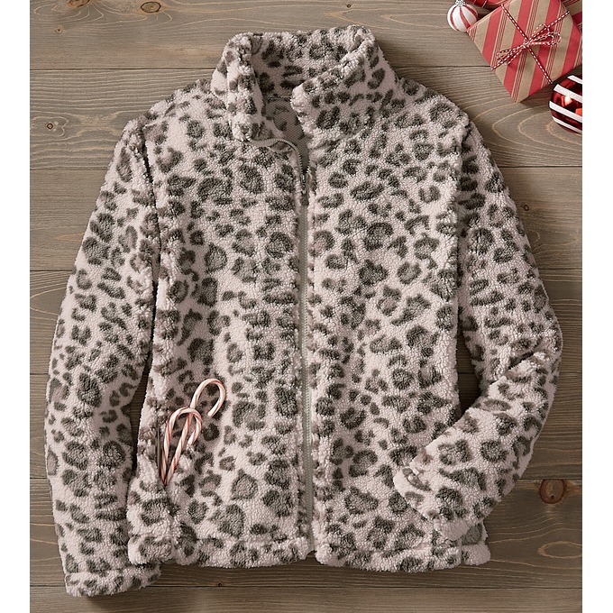 Leopard Fleece Jacket, , large