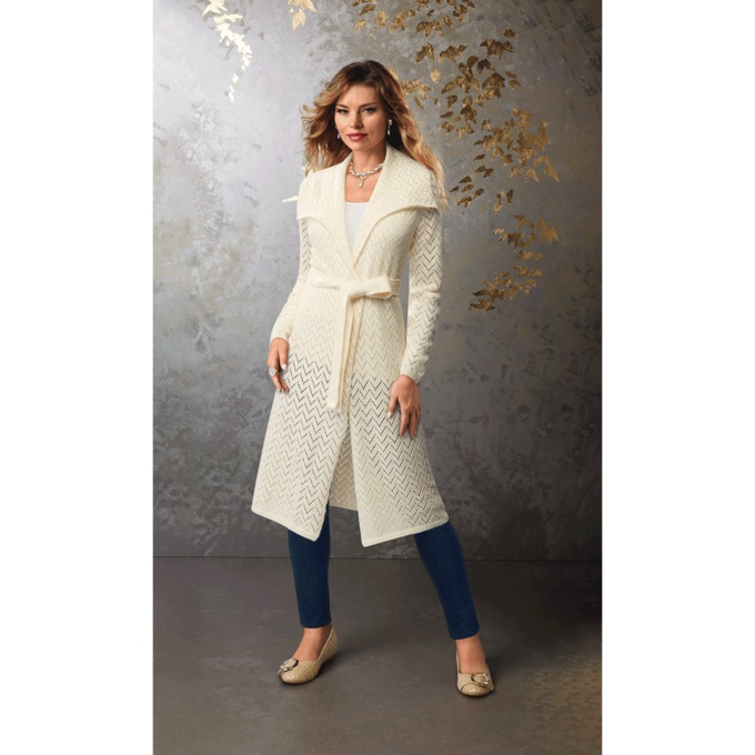 Kendra Pointelle Cardigan, , large