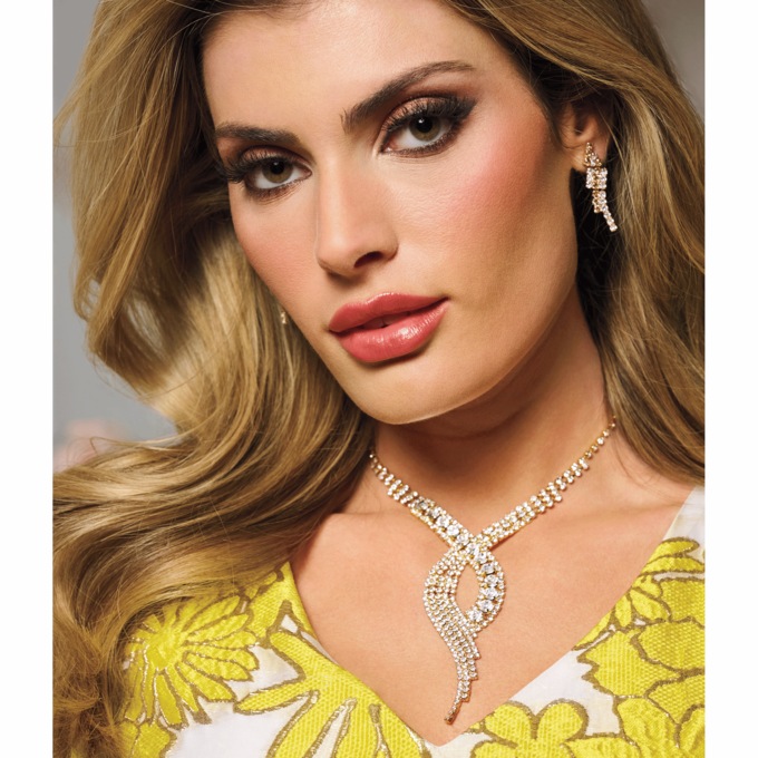 Crystal Swirl Drop Necklace & Earring Set, , large