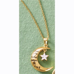 Cubic Zirconia Star/Moon Moon &amp; Back Pendant, , large