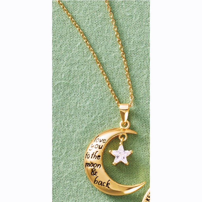 Cubic Zirconia Star/Moon Moon & Back Pendant, , large
