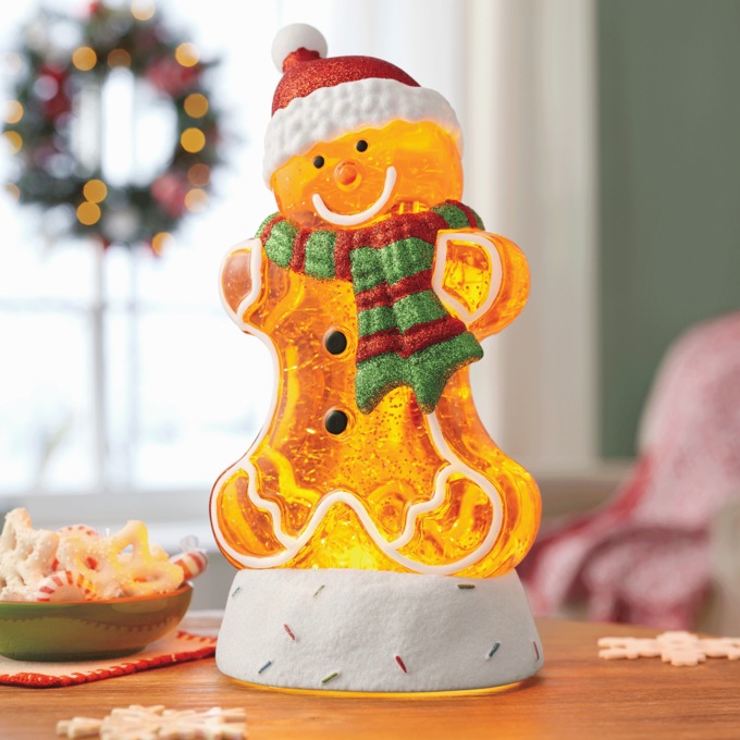 Musical Lit Gingerbread Man Waterglobe with 8 Christmas Carols, Brown, large