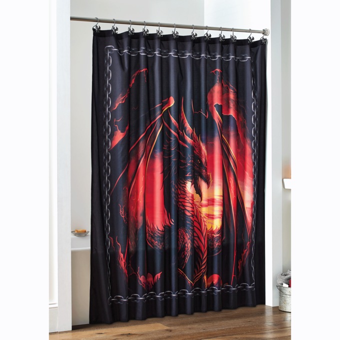 Red Rage Dragon Shower Curtain, , large