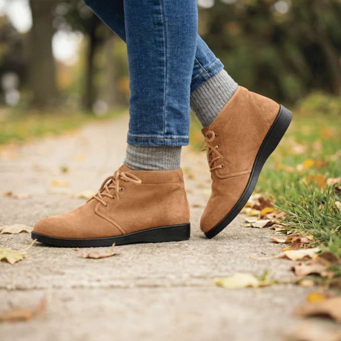 Audrey Lace-Up Faux-Suede Bootie, , large