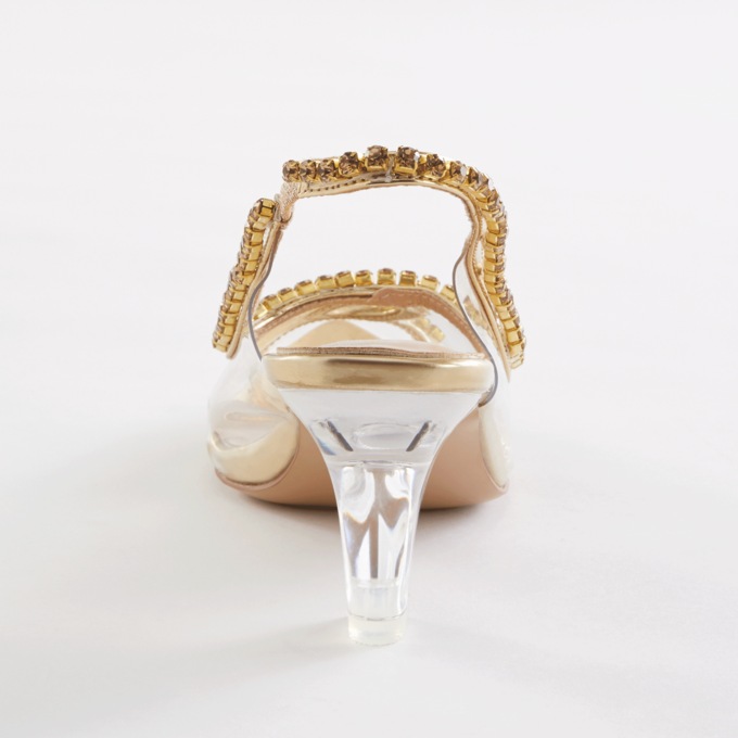 Classique Rhinestone Clear Lucite Pump for Women with Slingback Styling, , large