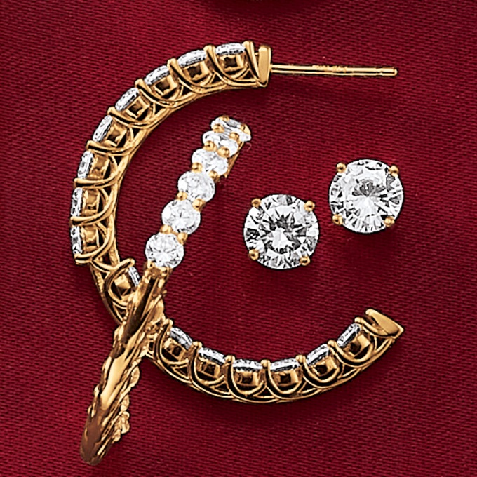 2-Pair Cubic Zirconia Earring Set, , large