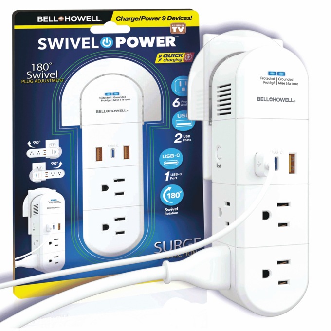 Bell+Howell 180° Swivel Power with Surge Protection, , large