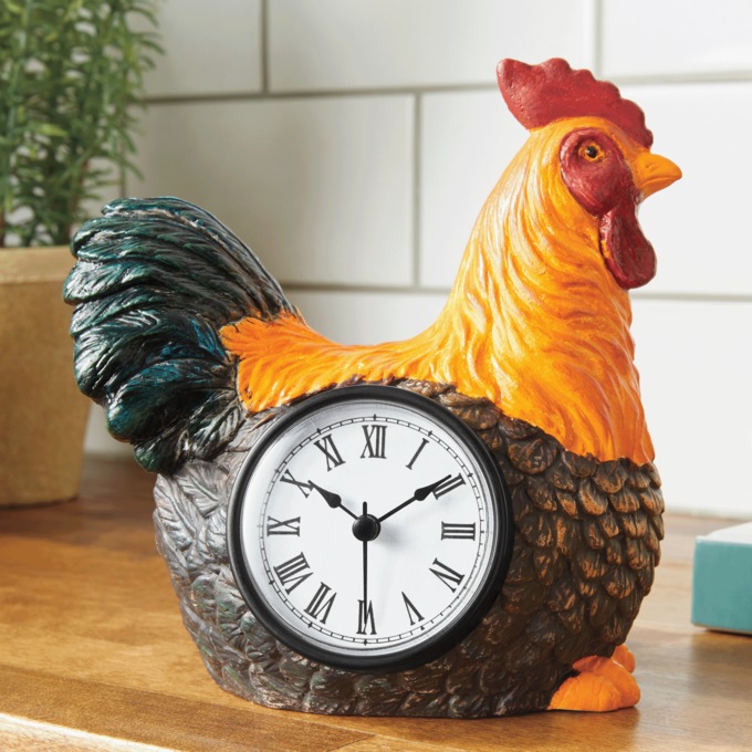 Figural Rooster Table Clock, , large