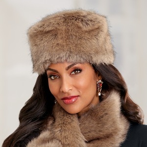 Monroe Faux-Fur Pillbox Hat, , large