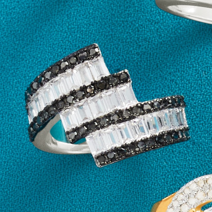 White and Black Diamond Fusion Band, , large