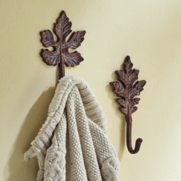 Set of 2 Fallen Leaves Metal Wall Hooks, , large
