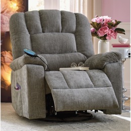 Shell Tufted Swivel Rocking Recliner, , large