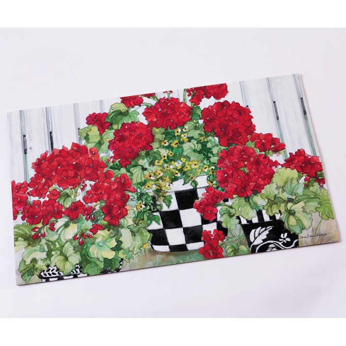 Geraniums in Pot Indoor/Outdoor Matmate 18" X 30", , large