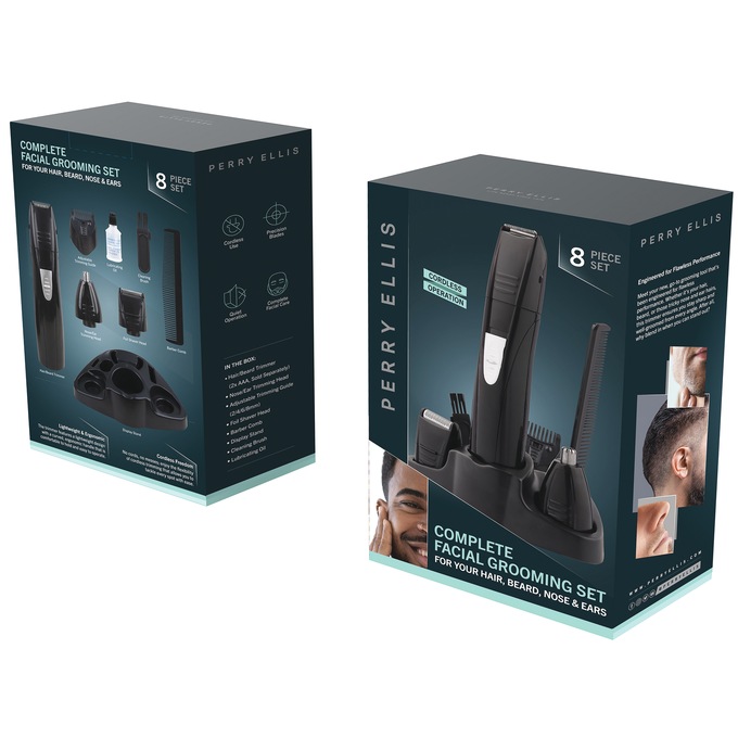 Perry Ellis 8-Piece Complete Grooming Set, Black, large