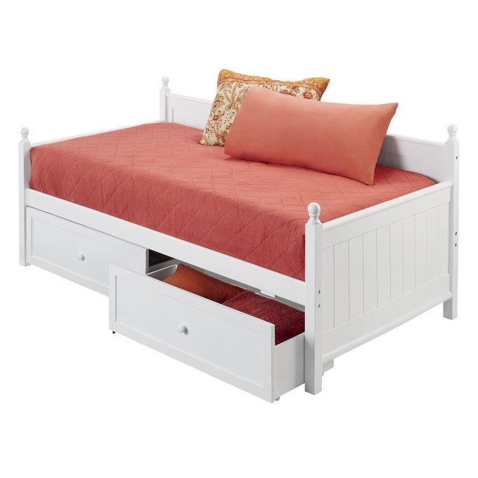 White Wooden Daybed Storage Drawers Montgomery Ward