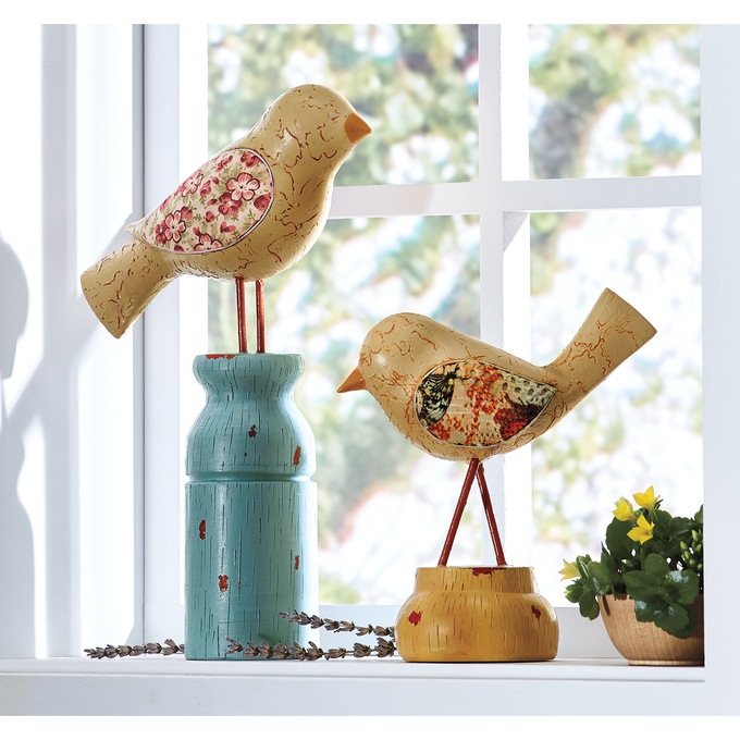 Set Of 2 Bird Figurines, , large
