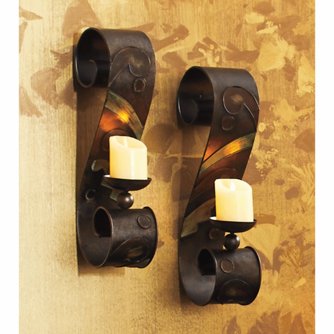 Set of 2 Black Wall Sconces, , large