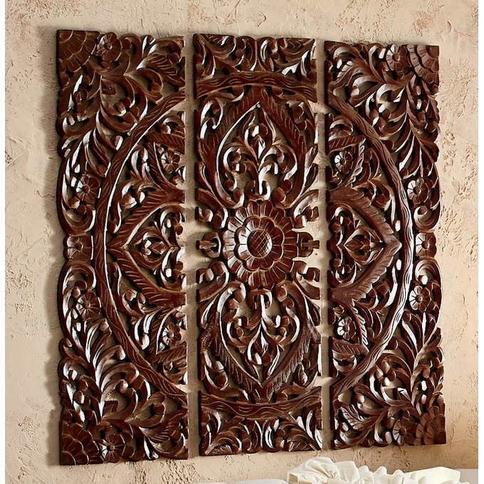 3-Piece Carved Medallion Wall Art, , large