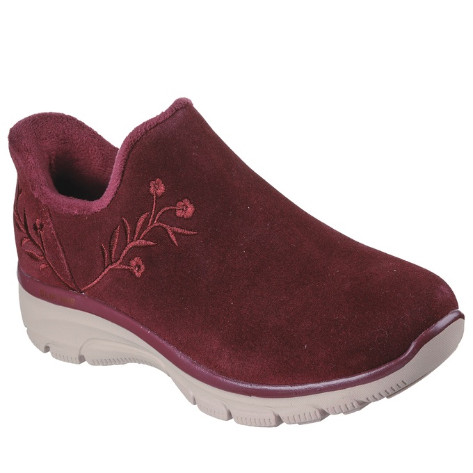 Skechers Slip-Ins Easy Going Floral Moment Suede Boot, Burgundy, large