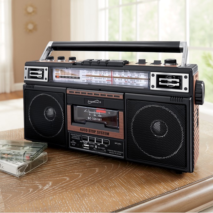 Supersonic® Retro 4-band Radio And Cassette Player With Bluetooth® (wood) :  Target