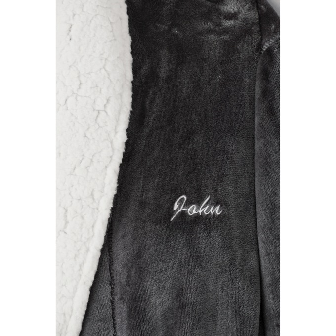 Faux-Sherpa Trim Unisex Robe, , large