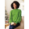 Nora Ribbed Women's Sweater with Pointelle Balloon Sleeves and Mockneck, , large