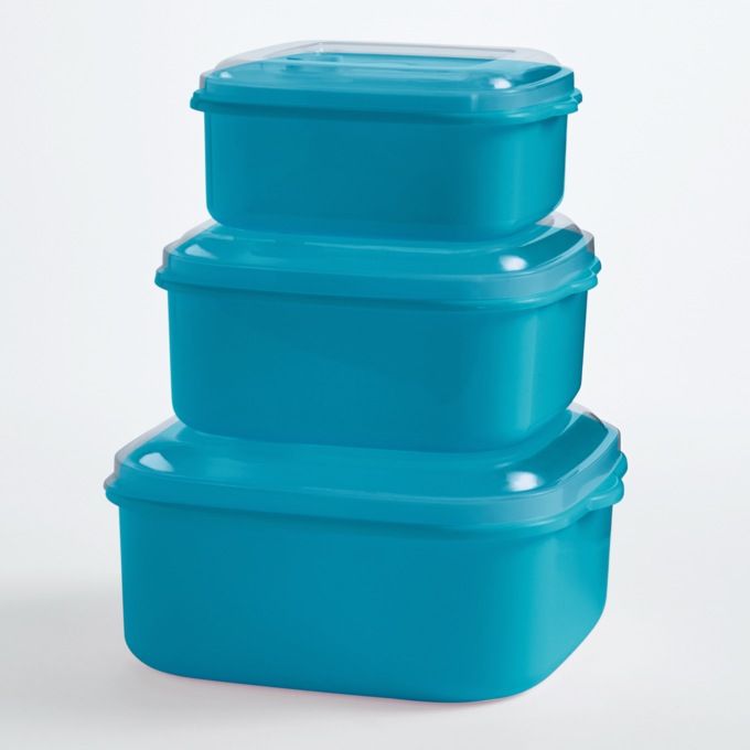6-Piece Plastic BPA-Free Food Storage Set, Island Blue, large