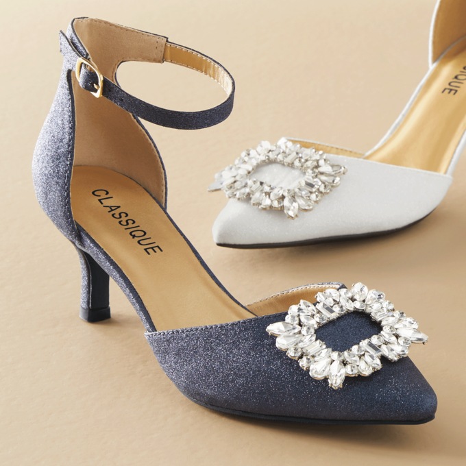 Classique Glimmer Embellished Ankle Strap, Blue, large