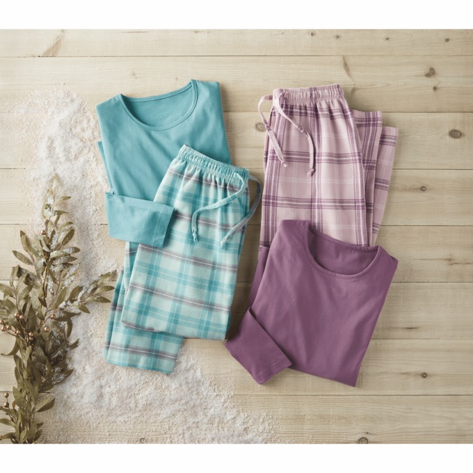 4-Piece Plaid PJ Set, , large