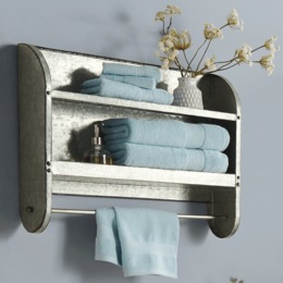 Galvanized Metal Bath Shelf, , large