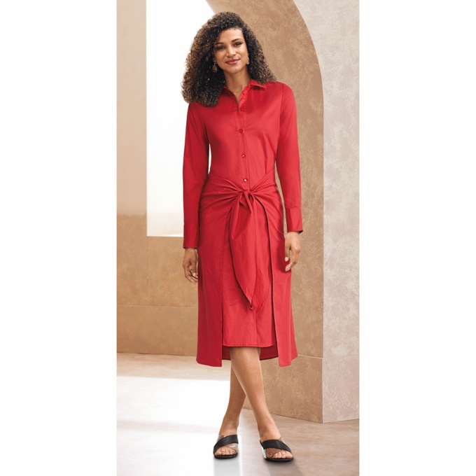 Dasha Tie-Waist Shirtdress, , large