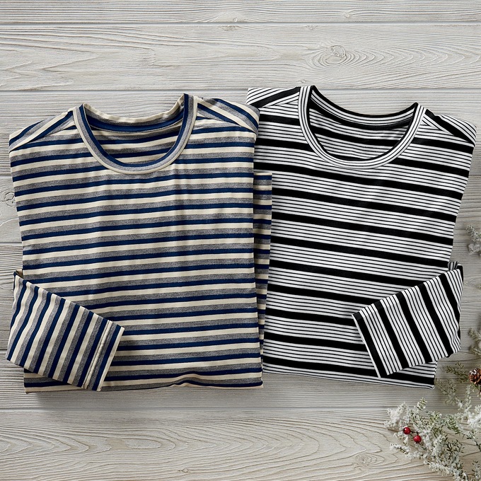 2-Pack Long-Sleeve Striped Tee, , large
