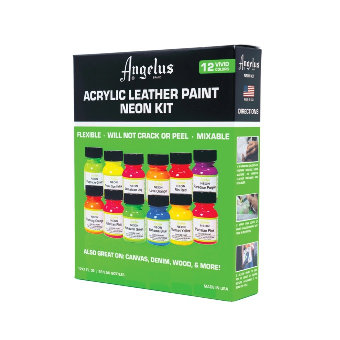 Angelus Neon Acrylic Leather Paint Kit, , large